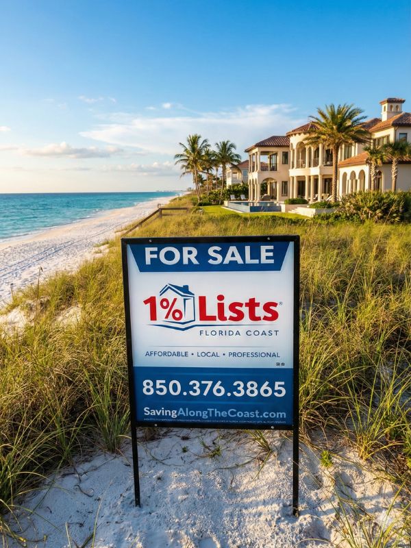 1 Percent Lists Florida Coast for sale sign on the beach